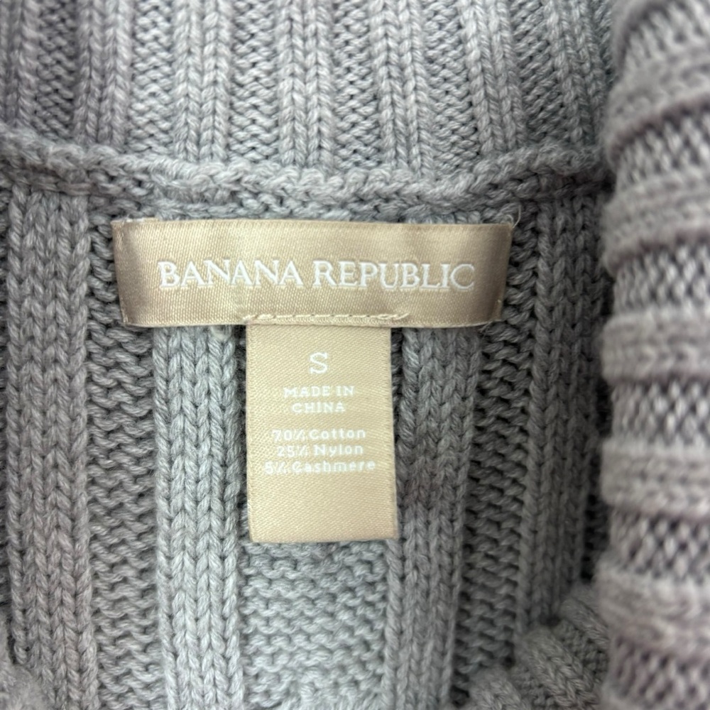 Banana Republic Cowl Neck Cable Knit Grey Sweater Vest Cashmere Blend Size S - Picture 4 of 9